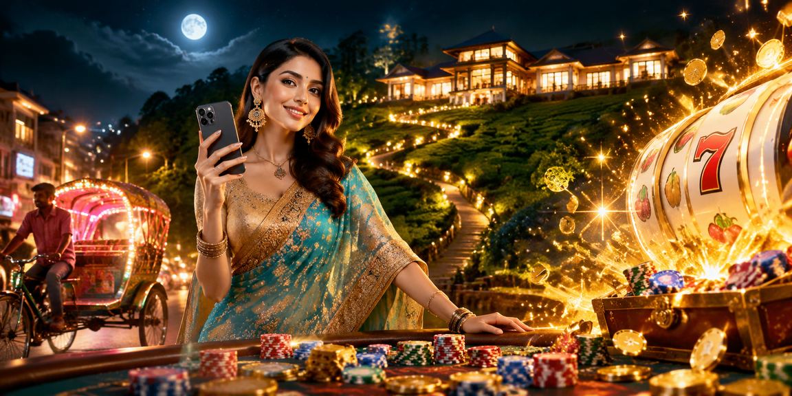 ঢাকায় ঐতিহ্যবাহী পোশাকে স্লট গেম বেটিং উপভোগ করছেন একজন ব্যবহারকারী